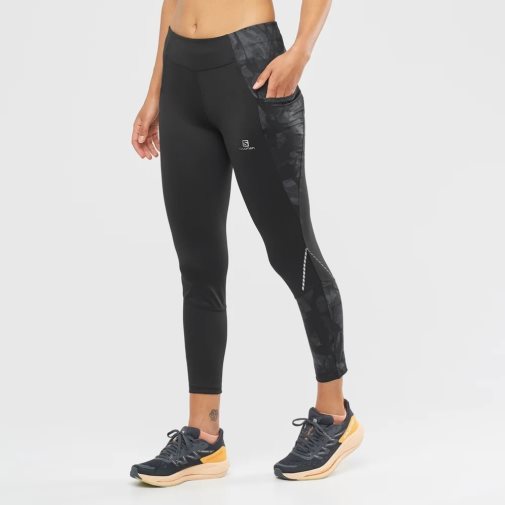 Black Salomon Cross Run 25'' Women's Running Tights | PH 15479R